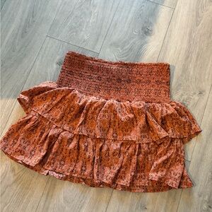 NEVER WORN - Orange & Brown Floral Ruffle Skirt